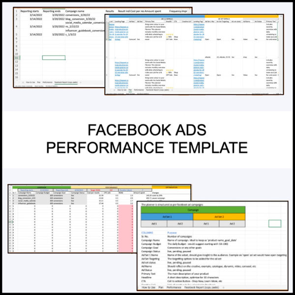 Facebook ads performance template guidebook free